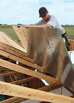 radiant barrier roof decking sheathing plywood osb side roofing tech shield silver down aluminum homebuilding which sheet fine awesome cost