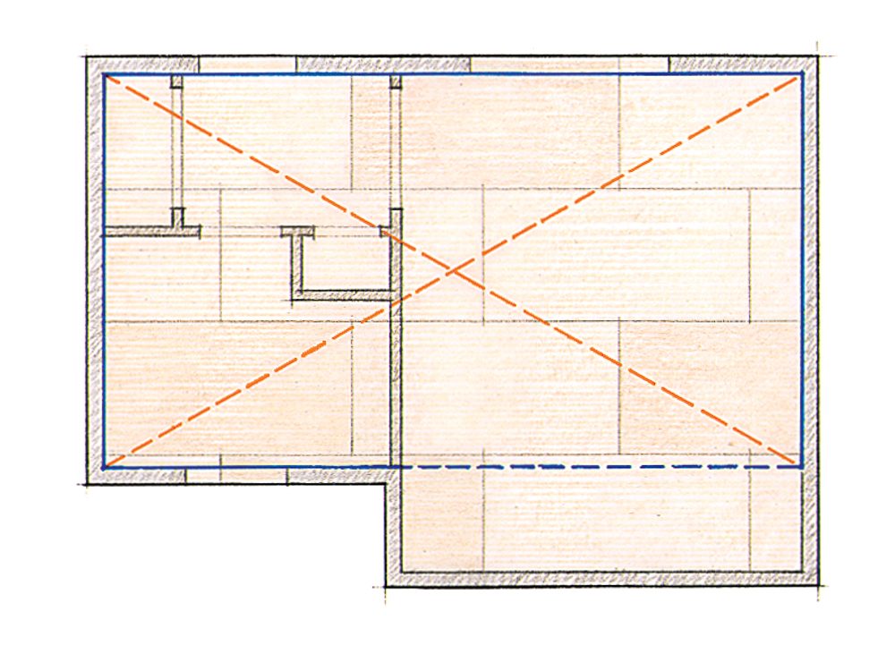 measure and square the largest rectangle.