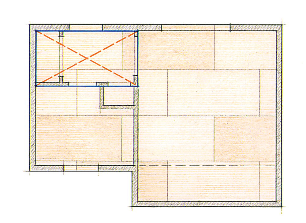 Now measure off the outside and form a rectangle for the longest interior wall.