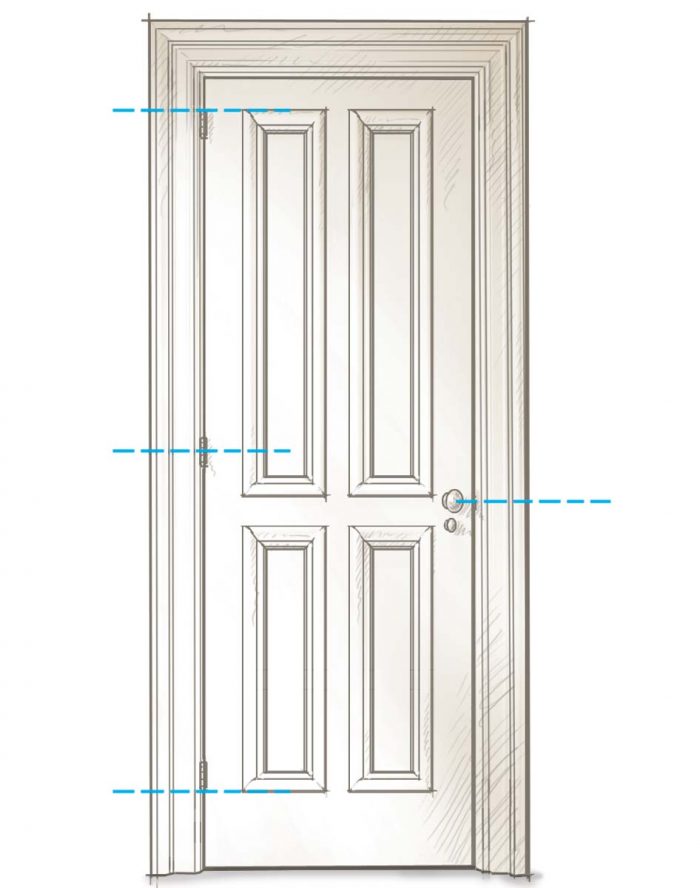 Door drawing focusing on hardware