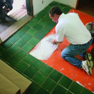 high-traffic tile floor laying