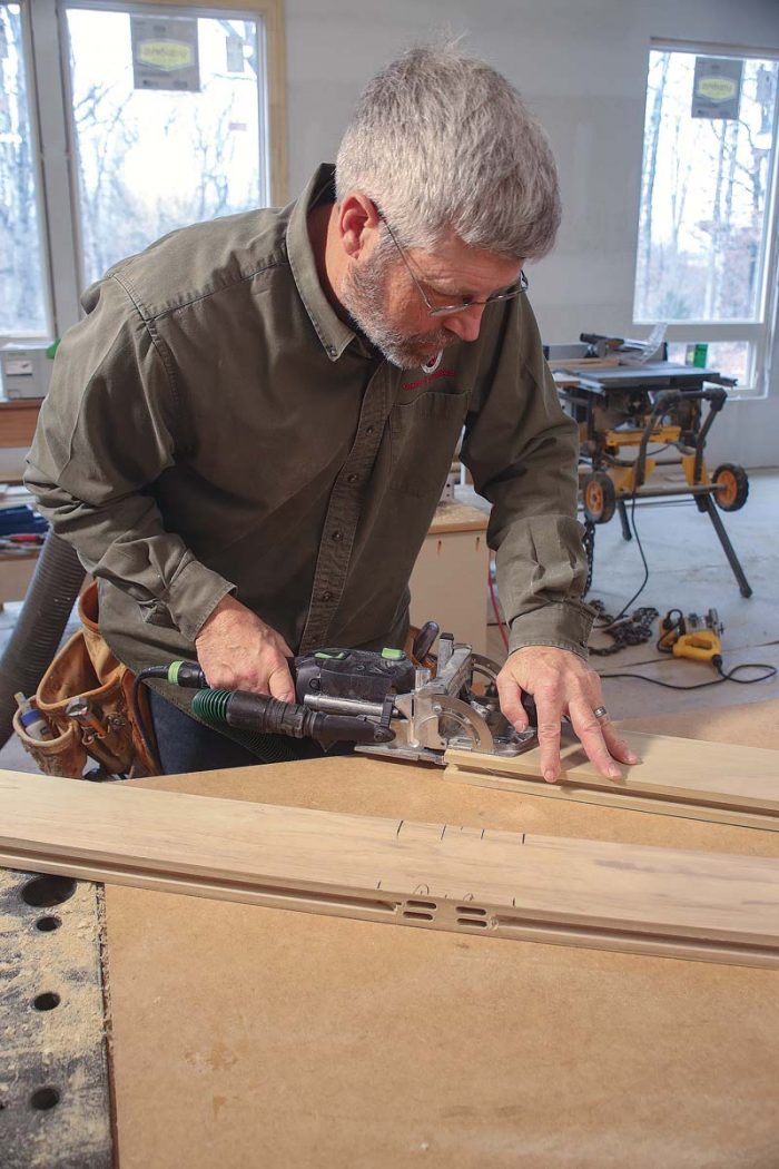 Dominos for days. Cut mortises for four loose tenons in all of the joints except for the tall bottom rail. There, cut six.