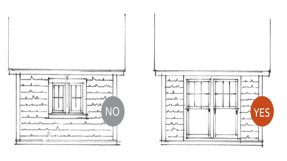 Drawing of windows on a shed dormer