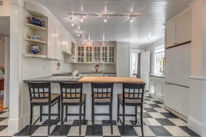 bar seating in the kitchen