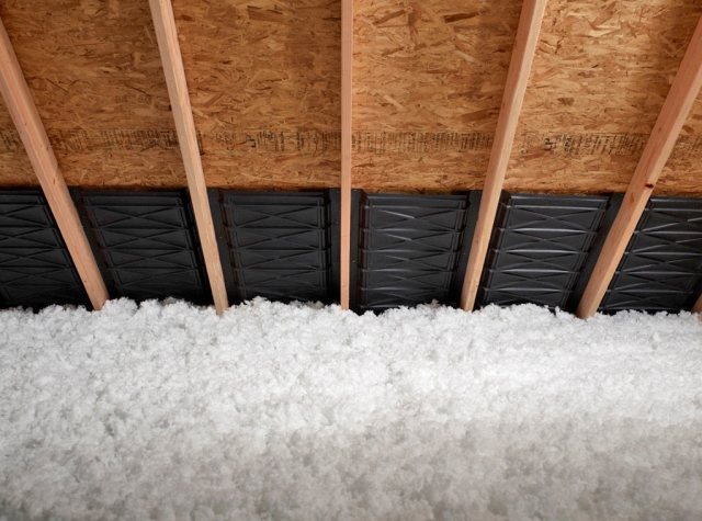 This attic was insulated with blown-in fiberglass.