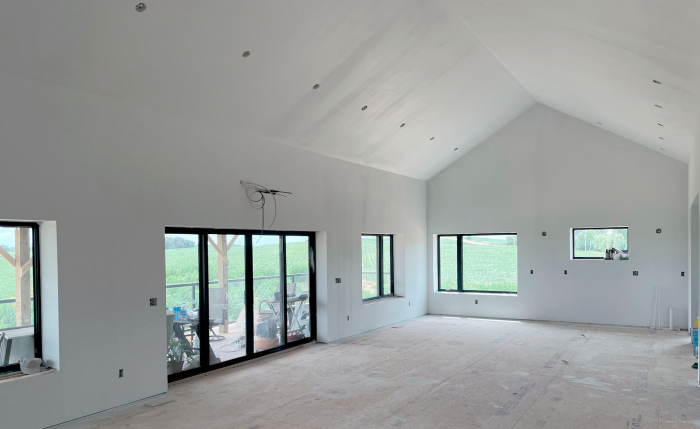 Cathedral ceilings fully drywalled