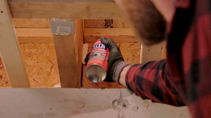 TITE FOAM application around floor joists