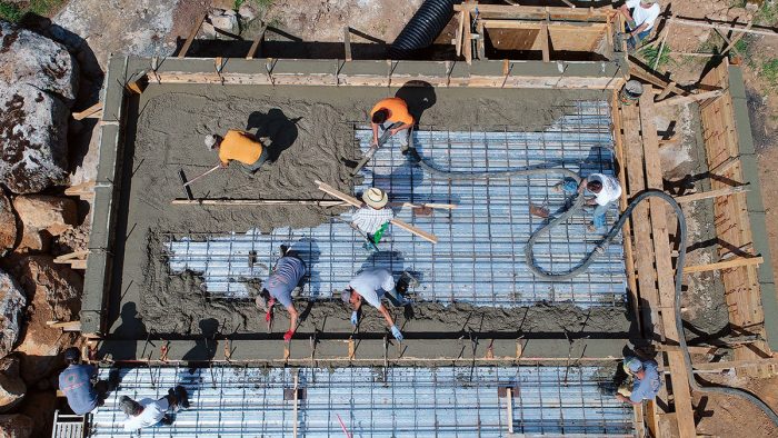 layering concrete on foundation