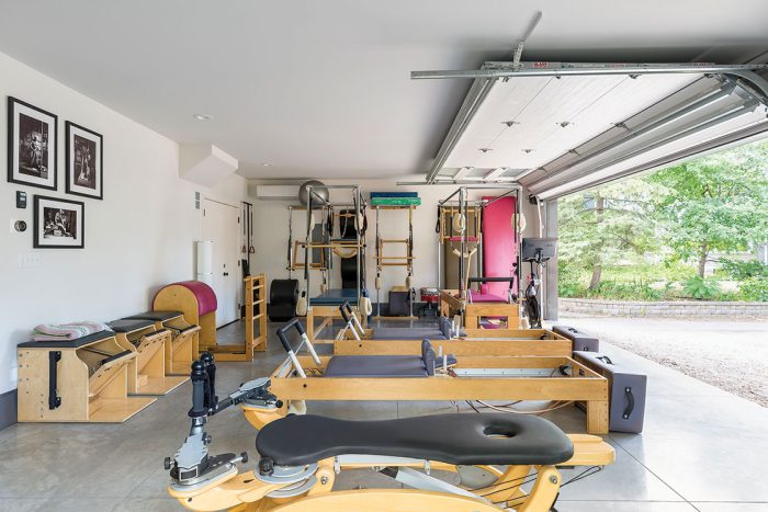 Garage pilates studio in a live/work ADU