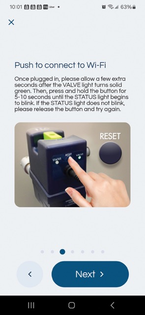 Screenshot of how to set the Flo unit via a smartphone app.