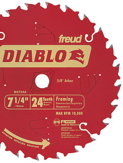 Hoja de encuadre Diablo de 24 dientes de Freud (D0724X)